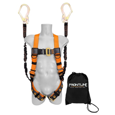 Frontline Combat Compliance Kit - Harness, 6' Double Rebar Hook Leg Lanyard and Drawstring Bag K100-62R